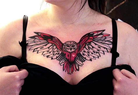 Barn Owl Tattoo On The Chest Design By Lucy Bumpkin Tattoo Artist Richard Santay · Richie