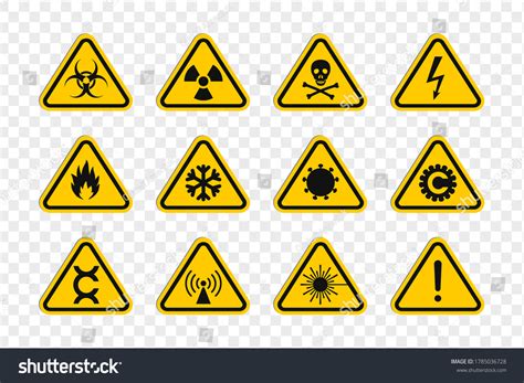 Rounded Triangular Signs Hazard Warnings Triangular Stock Vector