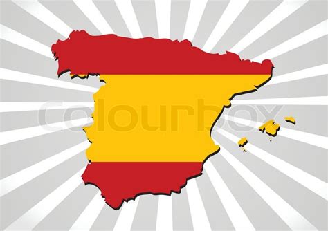 Spain Flag And Map Country Shape Idea Stock Vector Colourbox