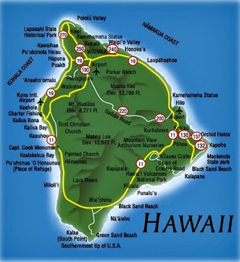 Hawaii Big Island Road Map Maggy Rosette