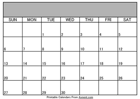 Free Printable Blank Calendar Template Monthly Pdf