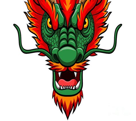 Cartoon Chinese Dragon Head Ancient Tradition Culture Mouth Face