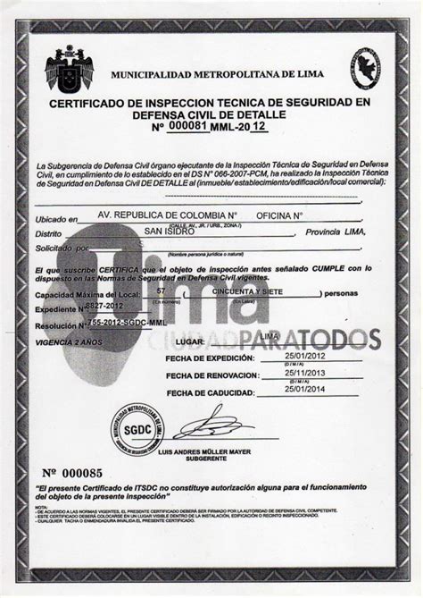 El Certificado De Defensa Civil Licencia Municipal De Funcionamiento My Xxx Hot Girl