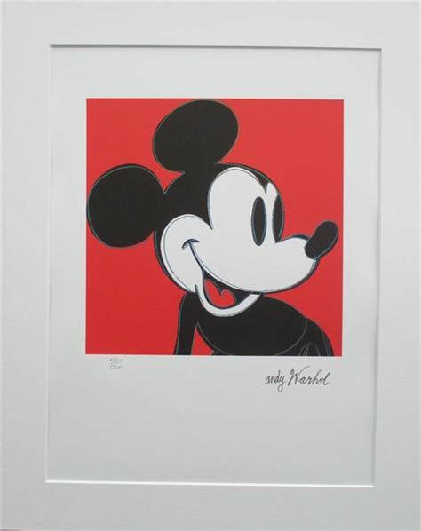 Andy Warhol Lithograph Mickey Mouse Signed Numbered Original Art By