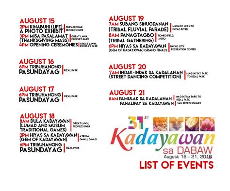 List Where To Go During Kadayawan Davao Today