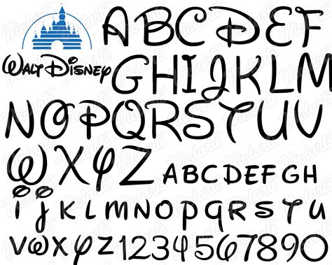 Walt Disney Font Cut Files Disney Alphabet Svg Walt Disney Etsy