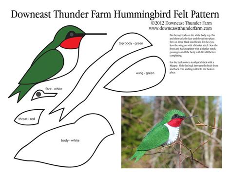 Hummingbird Ornament Felt Pattern Occasions And Holidays Crafts