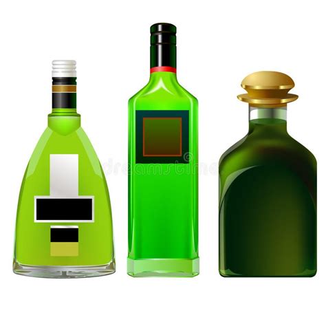 Realistic Colorful Alcohol Bottles Stock Vector Illustration Of