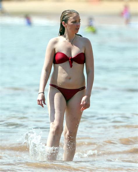 Elisabeth Harnois In Red Bikini At The Beach May