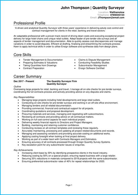 Quantity Surveyor Cv Example Step By Step Writing Guide Get Hired
