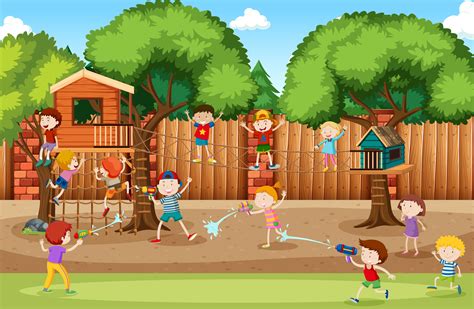 Children At The Playground 474901 Vector Art At Vecteezy