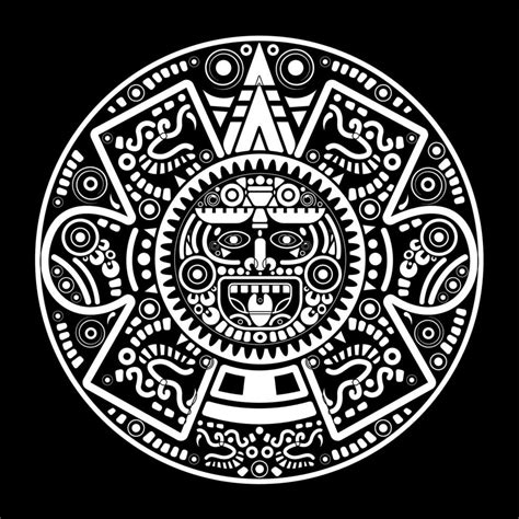 Rueda Calendario Azteca Sagrado Dios Del Sol Maya M Scara Tnica De S Mbolos Maya Borde De