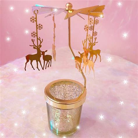 Candle Carousel Merry Go Round Reindeer Deer Candle Holder Etsy