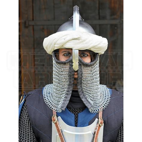 Persian Helmet Polished Steel Mci 3541 By Medieval Armour Leather