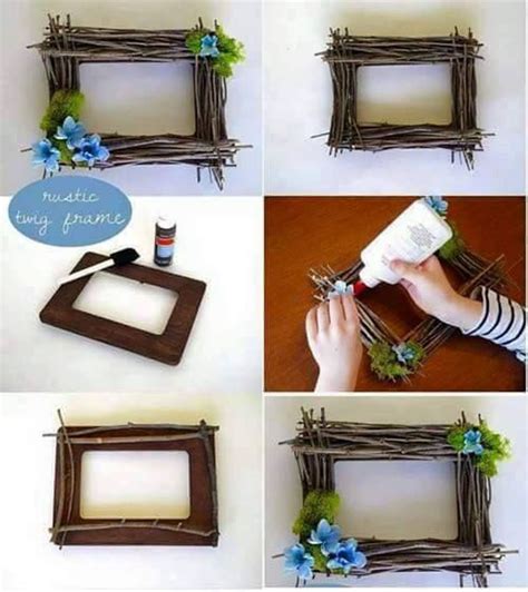Take some paper cut into the size of your if you want to display a group of photo frames in any geometric shape, i would suggest mounting the light colored photos on the top and placing the. Unique Twig Frame - Effortless DIY Picture Frame Ideas # ...