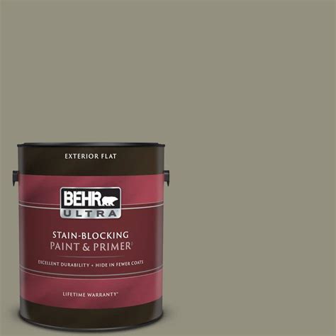 Behr Ultra 1 Gal N350 5 Muted Sage Flat Exterior Paint And Primer