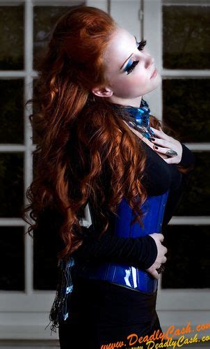 epica photo simone simons looking sexy in blue corset red hair woman red hair redheads