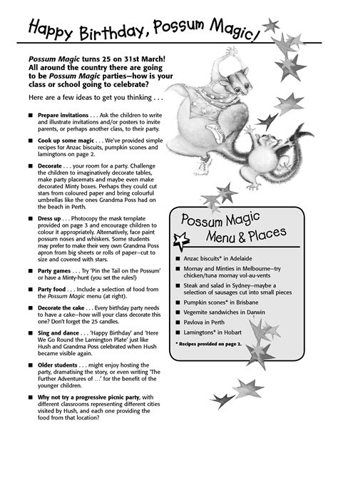 Free Printable Possum Magic Activities Printable Templates