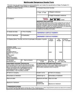 Multimodal Dangerous Goods Form Fill Online Printable Fillable