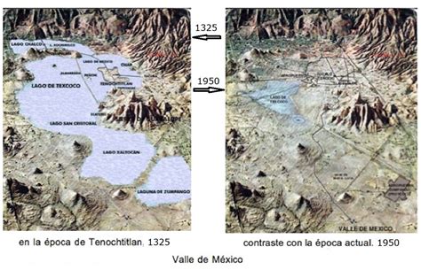 Aztec Map Valle De Mexico Y Lago De Texcoco 1325 Cuando Tenochtitlan