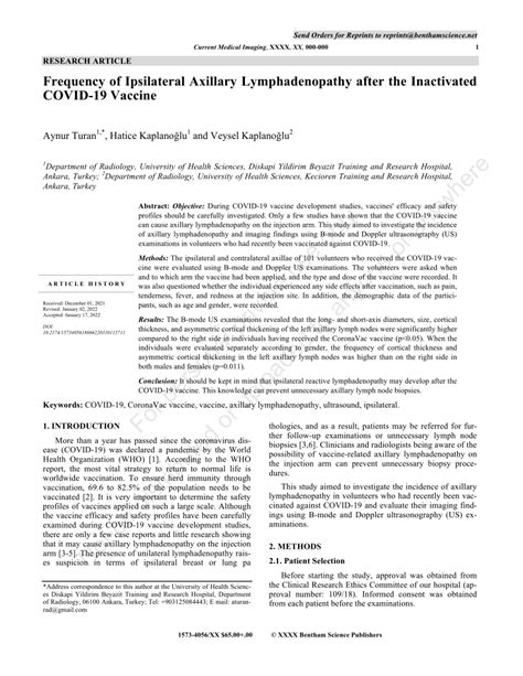 Pdf Frequency Of Ipsilateral Axillary Lymphadenopathy After The