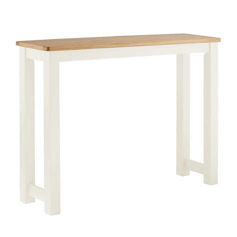 Padstow White Painted Kitchen Breakfast Bar Solid Wood With Oak Top