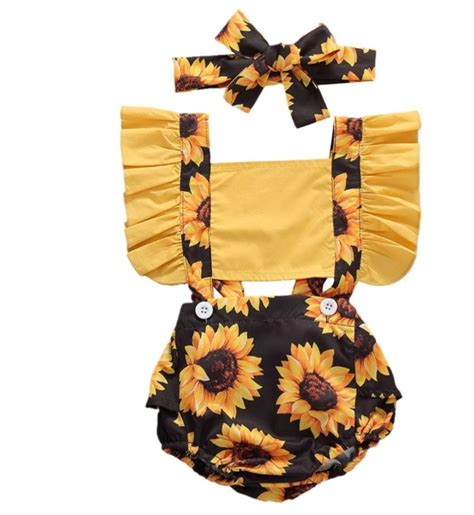 Baby Girls Clothes Baby Girl Sunflower Romper Etsy
