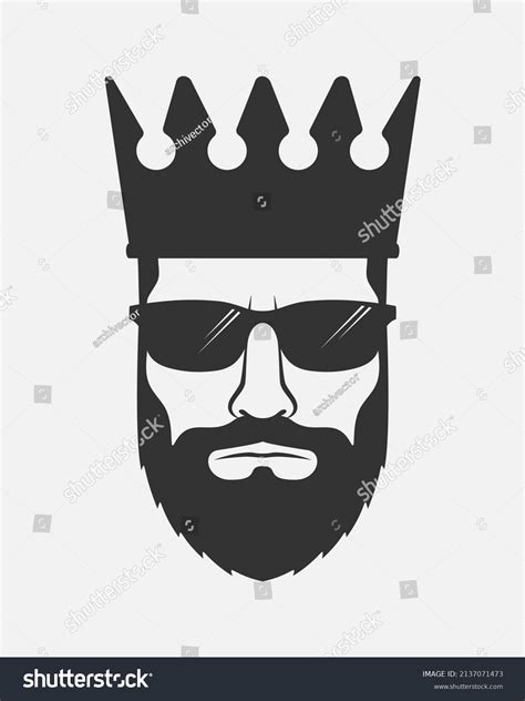 King Crown Beard Sunglasses King Head Stock Vector Royalty Free