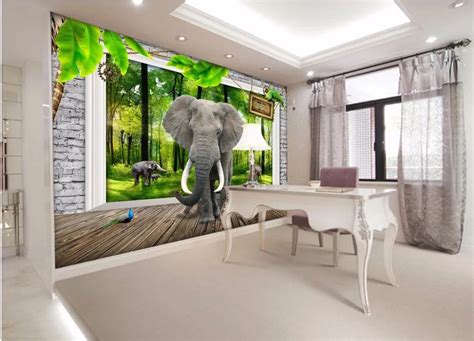 Wdbh Custom Mural 3d Wallpaper Bedroom Nature Forest Elephants Children