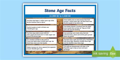 Stone Age Facts Poster 10 Stone Age Facts Printable