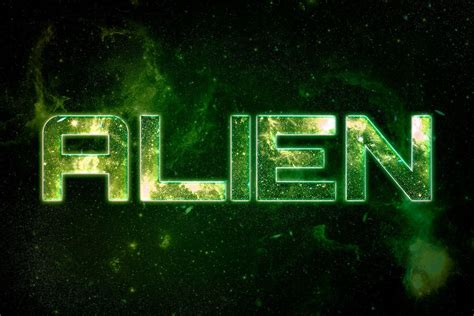 Alien Word Galaxy Effect Typography Text Free Image By