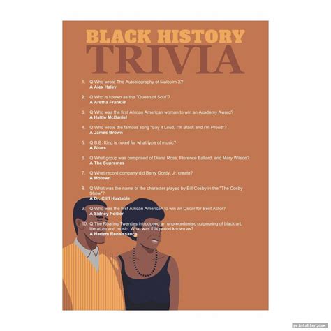 Free Printable Black History Trivia Questions And Answers