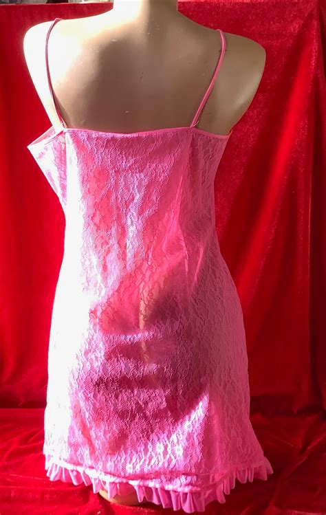 Vintage Pink Nylon Lace Slip Prova Etsy