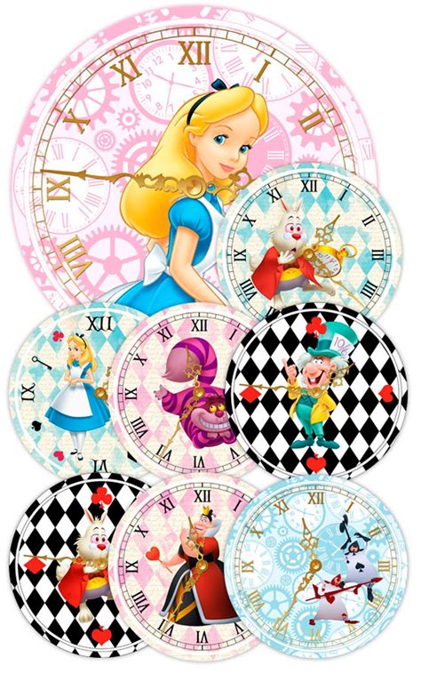 Alice In Wonderland Clocks Printable Clocks Alice In Etsy España