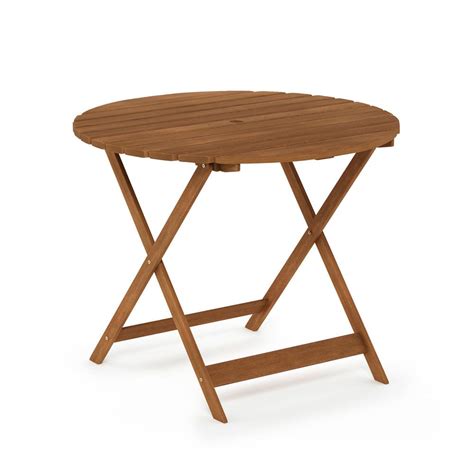 Furinno Tioman Outdoor Hardwood Nation Round Folding Table With