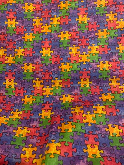 Autism Fabric 100 Cotton Selling By The Yard 36x44 Etsy