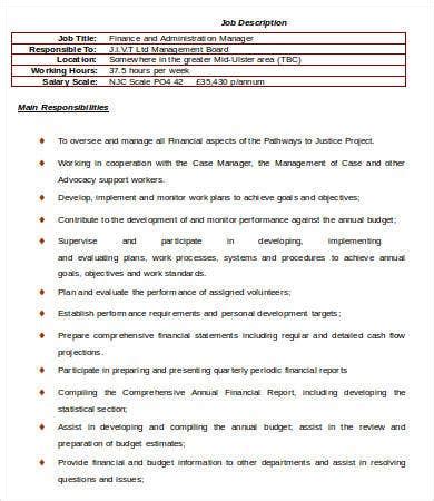 Including requirements, responsibilities, statistics, industries, similar jobs and job openings for finance & insurance manager. Financial Manager Job Description - 8+ Free Word, PDF ...