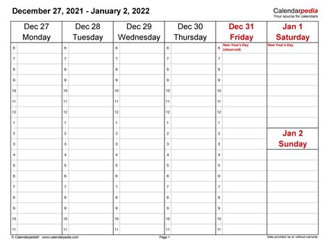 Weekly Calendars 2022 For Pdf 12 Free Printable Templates