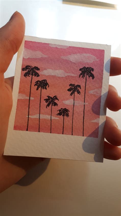 Aesthetic Polaroid Watercolor Palm Tree In 2020 Watercolor Art