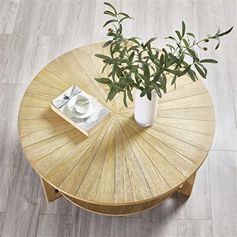 Buy Round Solid Wood Coffee Table Natural Boho Round Wooden Coffee