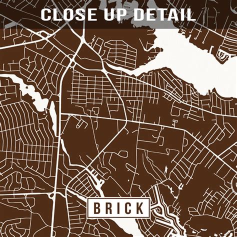 Brick New Jersey Map Print Street Poster City Road | Etsy