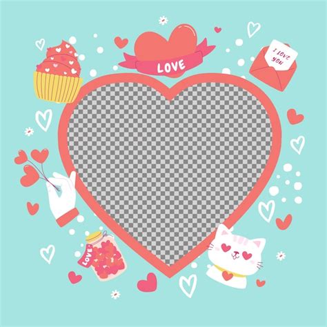 Free Vector Flat Valentines Day Photo Frame Template