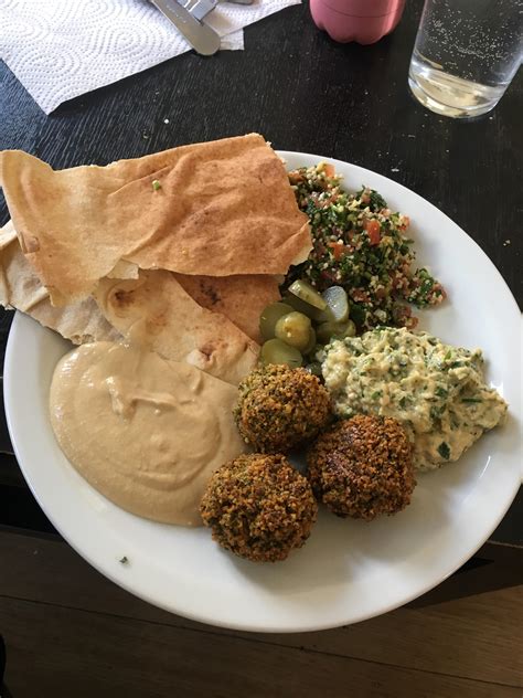 Falafel Hummus Baba Ganoush Tabouleh And Flatbread All Homemade