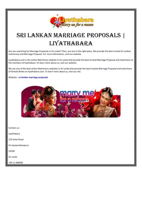 Ppt Sri Lankan Marriage Proposals Liyathabara Powerpoint