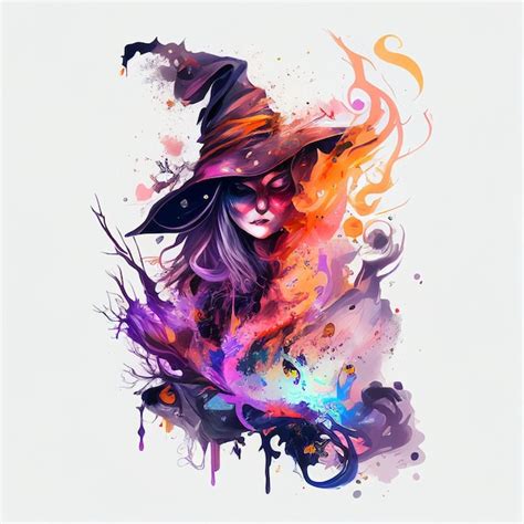 Premium Ai Image Witch Scary Watercolor Style Generative Ai
