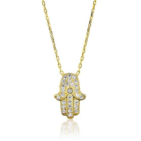 Diamond Hamsa Pendant Hamsa Pendant Wishbone Necklace Gold Hand