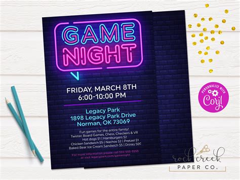 Game Night Invitation Game Fundraiser Invitation Pta Game Etsy Game Night Invitations Pta