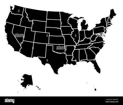 Usa Map United States Us Illustration Black And White Stock Photos