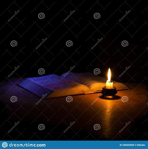 Still Life From Ancient Book With Candle Stock Photo Image Of Church