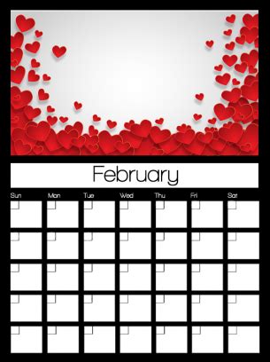 February Valentine S Blank Calendar Free Printable Online